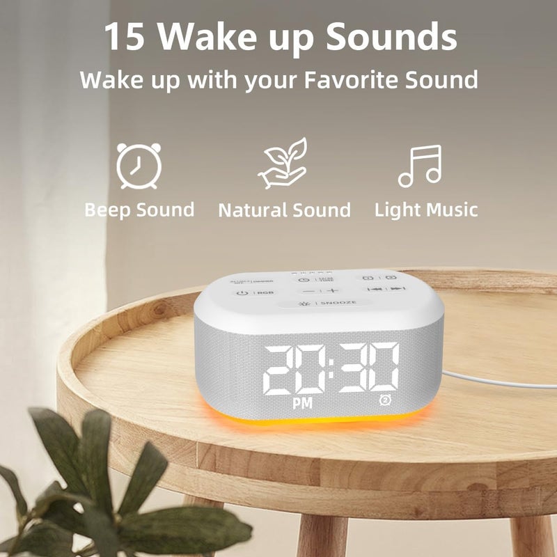 LazyNight Small Digital Alarm Clock for Bedrooms Sound Machine with 30 Soothing Sound Plug in Bedside Clock with Night Light Noise Machine Battery Backup 15 Wake up Sound Clock for Teen Kid Heavy Sleeper Snooze - Image 4